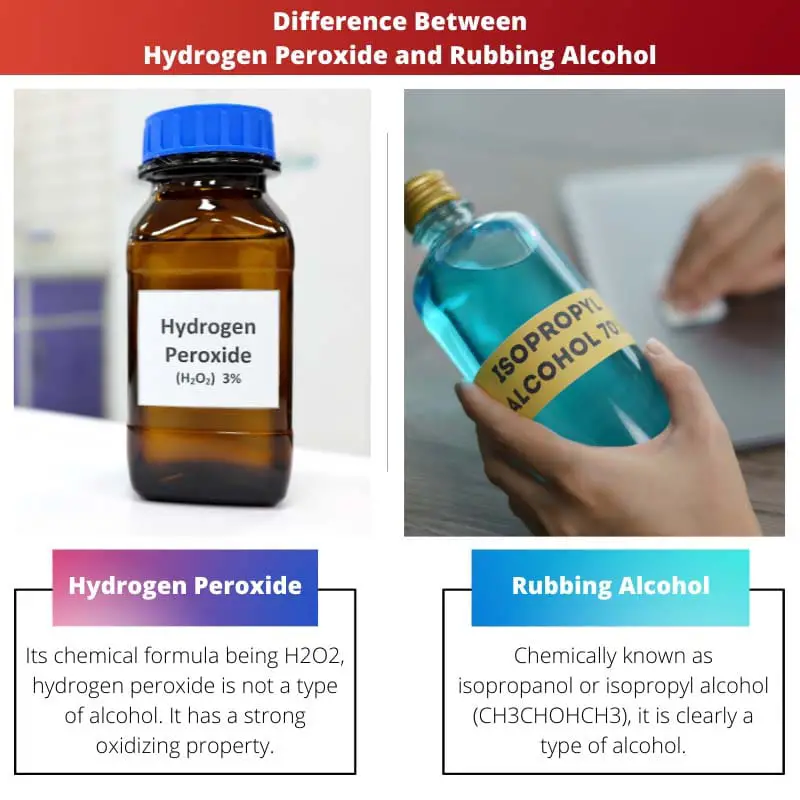 Difference Between Hydrogen Peroxide and Rubbing Alcohol