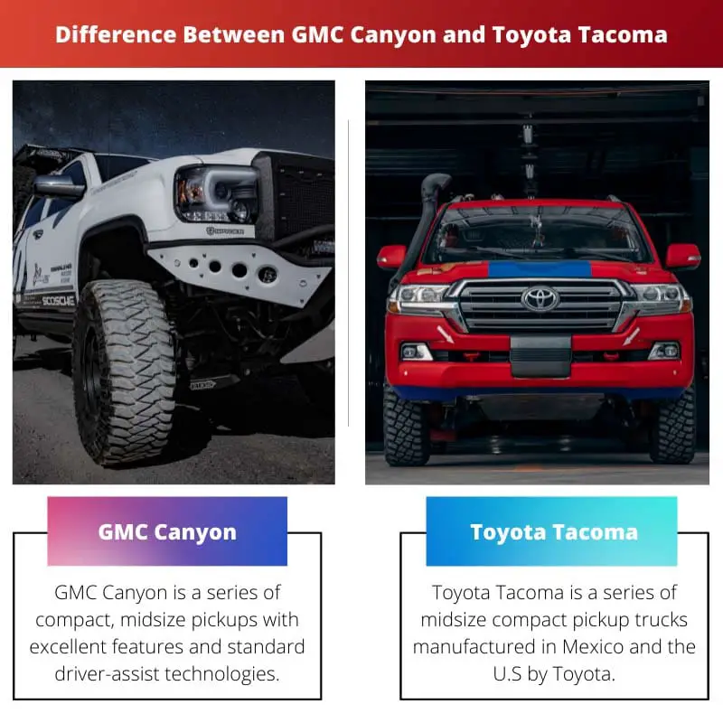 Difference Between GMC Canyon and Toyota Tacoma