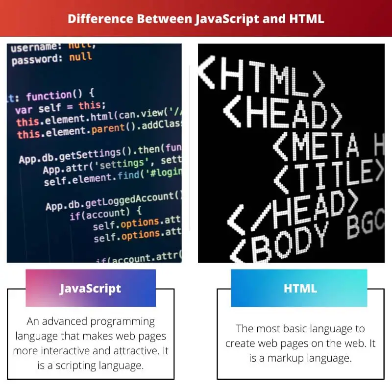 Difference Between JavaScript and HTML