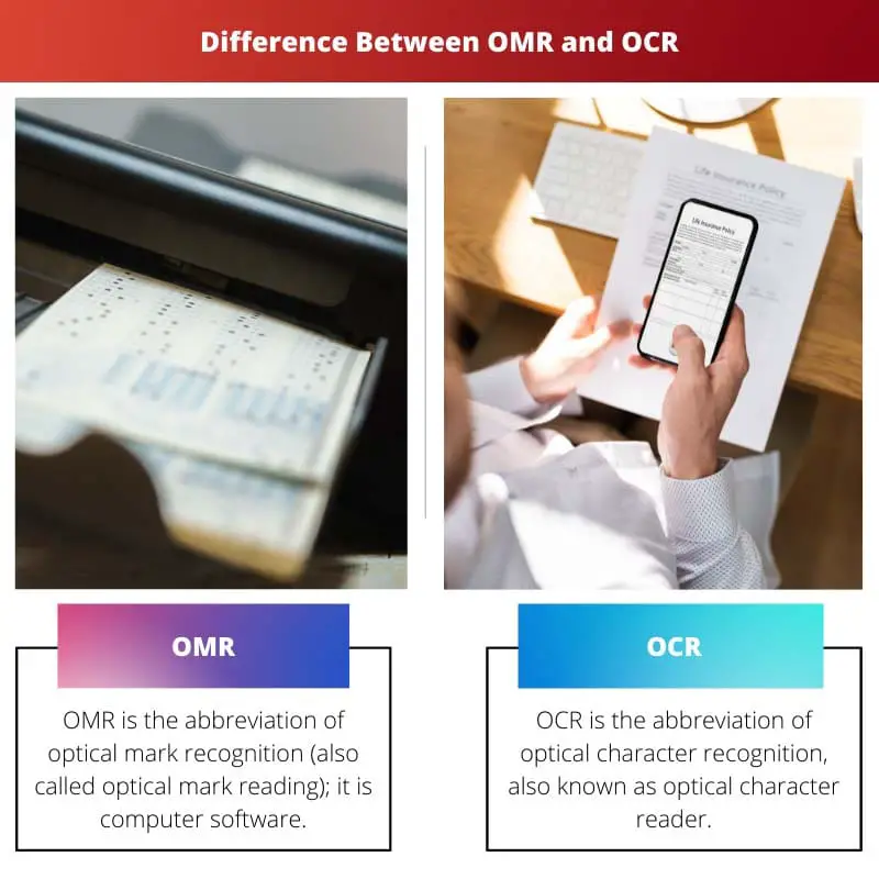 Difference Between OMR and OCR