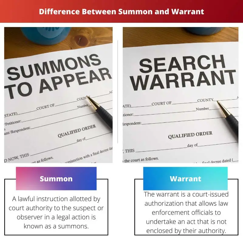 difference between summon case and warrant case
