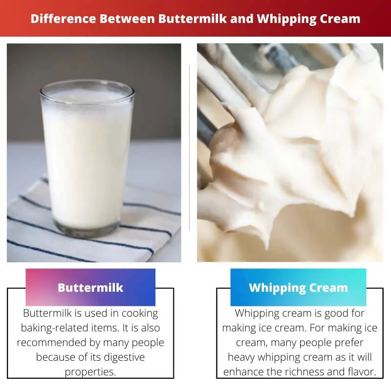Difference Between Buttermilk and Whipping Cream