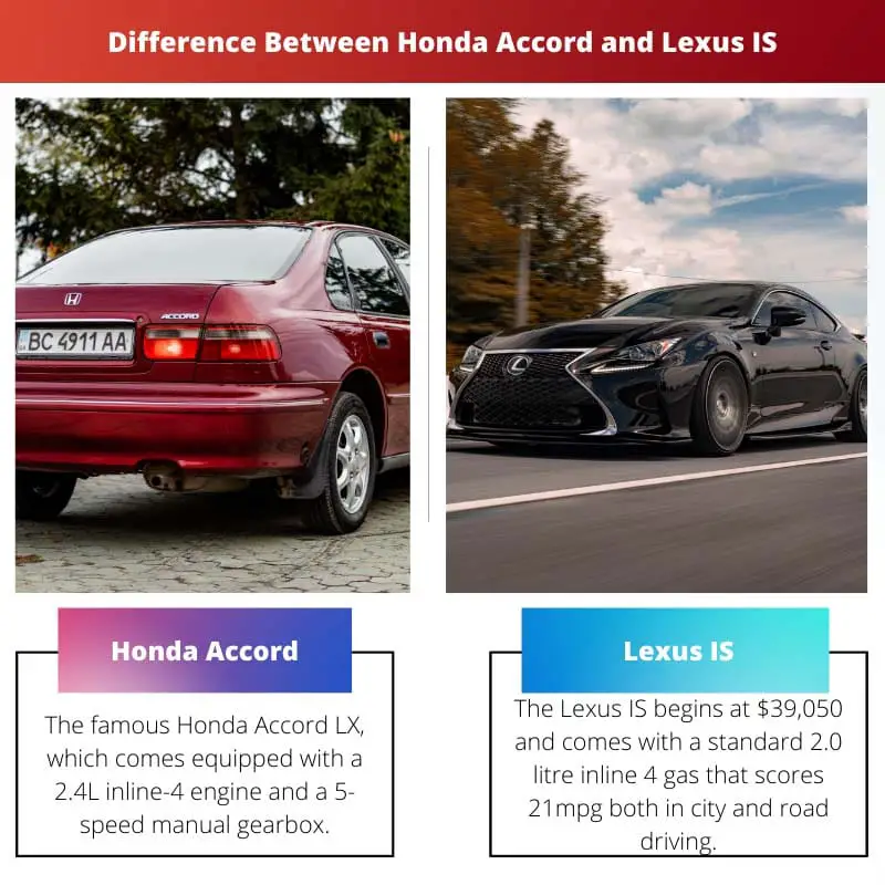 Difference Between Honda Accord and Lexus IS