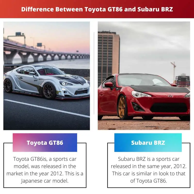 Difference Between Toyota GT86 and Subaru BRZ