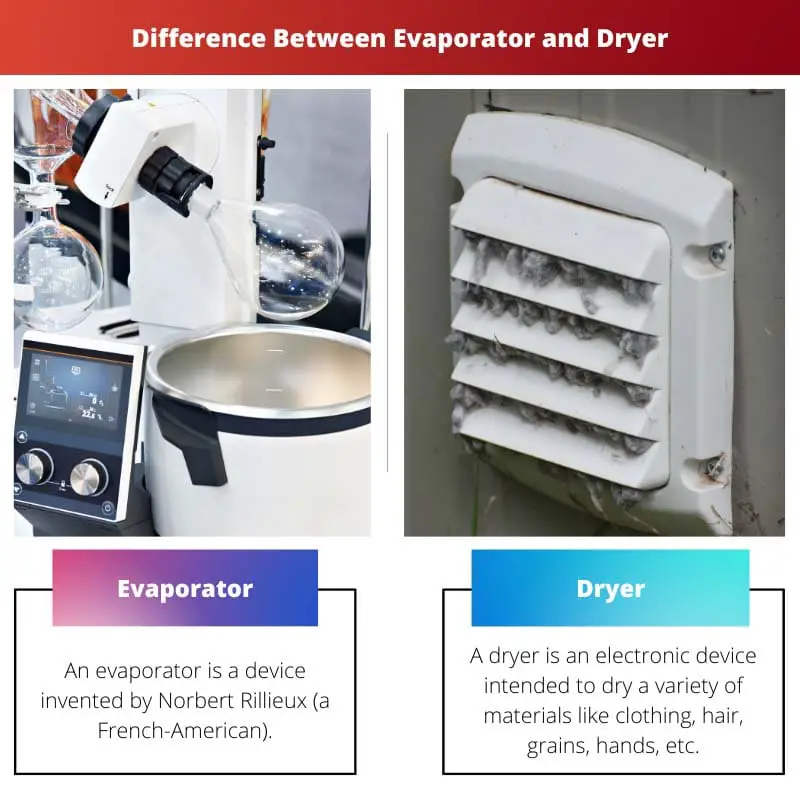 Difference Between Evaporator and Dryer