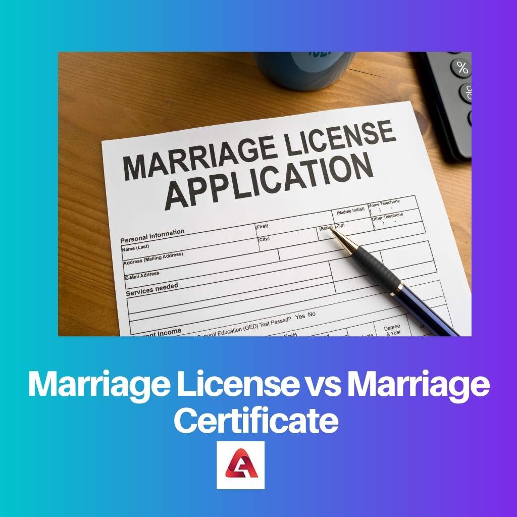 Marriage License vs Marriage Certificate